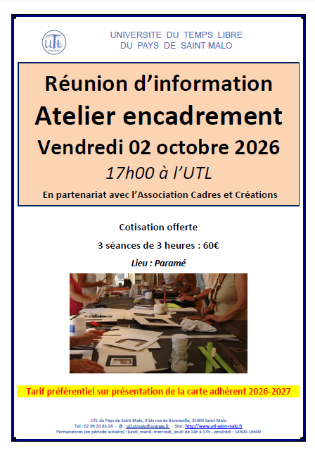 Vendredi 02 octobre 2026 Réunion information
